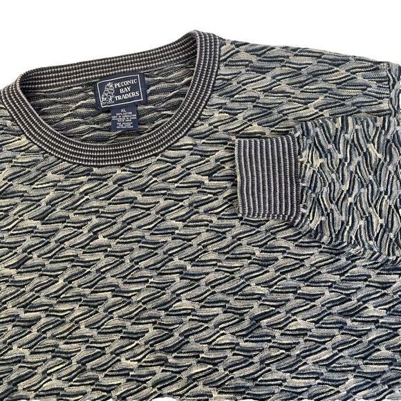 Vintage Mens Peconic Bay Traders 3D Knit Textured Cotton Sweater Size XL Cosby - Picture 1 of 6